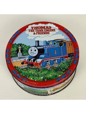 Vintage Thomas the Tank Engine Collectible Round Cookie Tin 7-1/2"x3.25"
